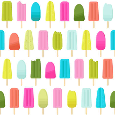 Seamless vector pattern with ice cream  in bright color palette.のイラスト素材