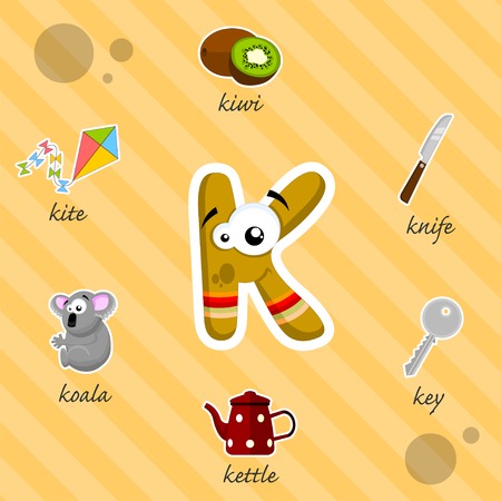 Letter K with wordsのイラスト素材
