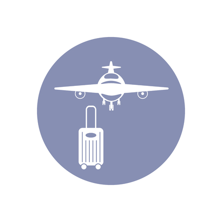 Plane and luggage flat icon design travel and transportation concept in vectorのイラスト素材