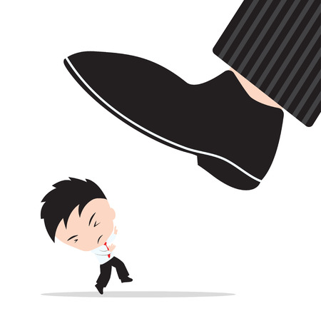 Businessman, worry and fear the shoes of boss stomp, abstract of business competition target conceptのイラスト素材