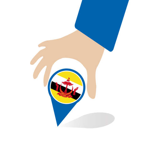 businessman hand pin with Brunei flagのイラスト素材