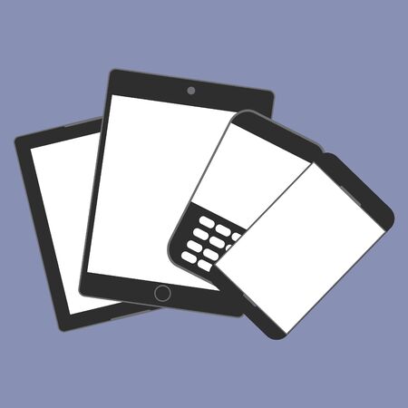 Digital devices generation trend respectively, design for web presentation in vector icon setのイラスト素材