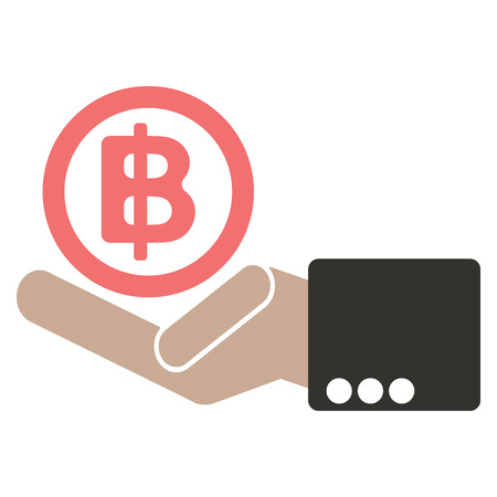 Human hand with currency Baht symbols for market and stock money exchange concept in vectorのイラスト素材