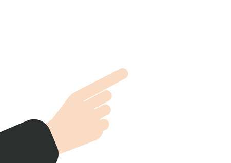 businessman hand. right forefinger pointing to, Pointing hand finger in vector on white backgroundのイラスト素材