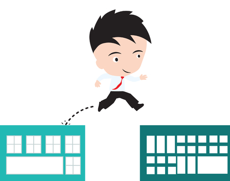businessman happy to jumping over gap of building to success concept, presented in vector formのイラスト素材