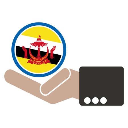 businessman hand with Brunei flagのイラスト素材