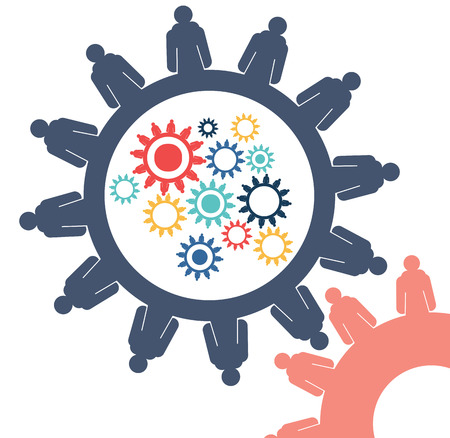 Abstract conceptual image of business gears cogwheel connection teamwork creative template with space as backgroundのイラスト素材