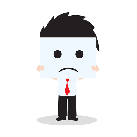 Businessman showing sadness face on white background, illustration in flat designのイラスト素材