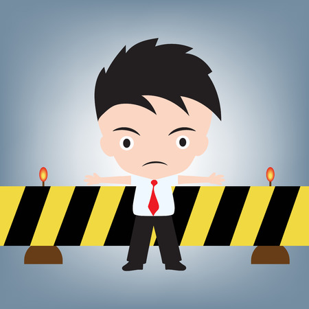 Businessman standing denied or reject and cross emergency line, illustration vector in flat designのイラスト素材