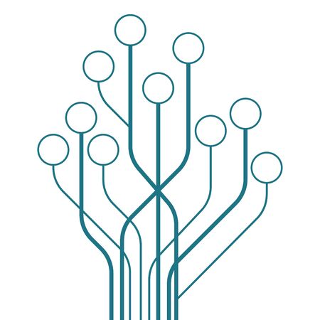 Circuit tree board digital in shape of the tree on white background, illustration vector in flat designのイラスト素材