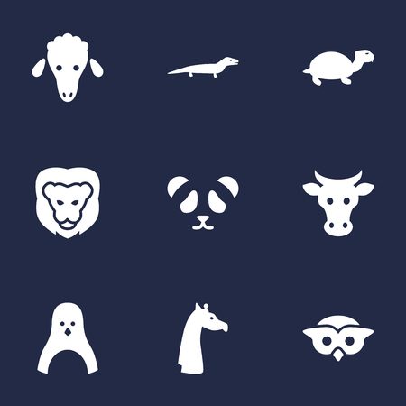 Set Of 9 Beast Icons Set.Collection Of Owl, Camelopard, Tortoise And Other Elements.のイラスト素材