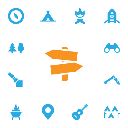 Set Of 13 Picnic Icons Set.Collection Of Camp, Acoustic, Bbq And Other Elements.のイラスト素材