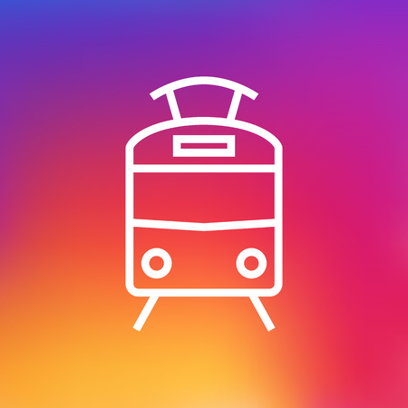Isolated Streetcar Outline Symbol On Clean Background. Vector Tram Element In Trendy Style.のイラスト素材