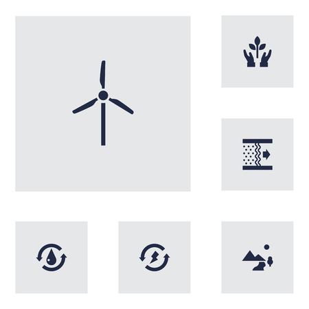 Set Of 6 Bio Icons Set.Collection Of Fan, Treatment, Purification And Other Elements.のイラスト素材