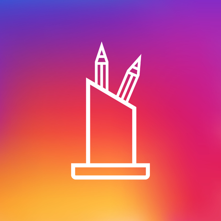 Isolated Pencil Stand Outline Symbol On Clean Backgroundのイラスト素材