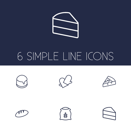 Set Of 6 Bakery Outline Icons Set.Collection Of Bread, Pudding, Cake And Other Elements.のイラスト素材