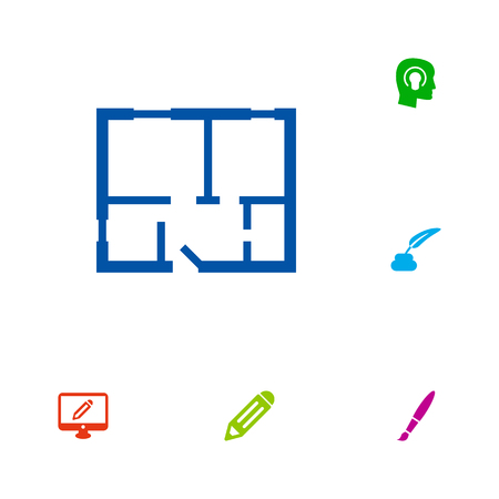 Set Of 6 Constructive Icons Set.Collection Of Pencil, Screen, Idea And Other Elements.のイラスト素材