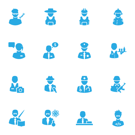 Set Of 16 Job Icons Set.Collection Of Producer, Artist, Medic And Other Elements.のイラスト素材