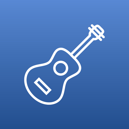 Vector Guitar Element In Trendy Style.  Isolated Acoustic Outline Symbol On Clean Background.のイラスト素材