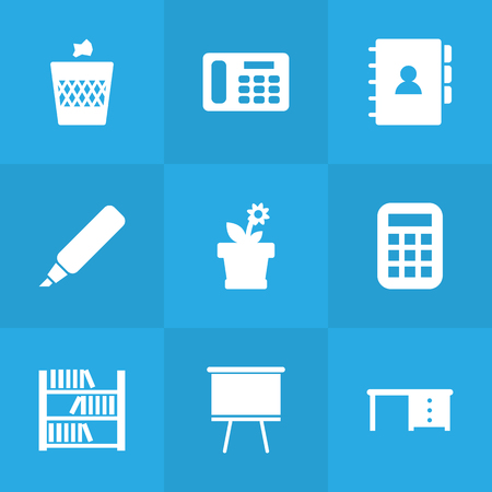 Set Of 9 Bureau Icons Set.Collection Of Desktop, Book, Urn And Other Elements.のイラスト素材