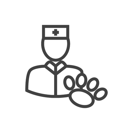 Isolated Veterinarian Outline Symbol On Clean Background. Vector Vet Element In Trendy Style.のイラスト素材