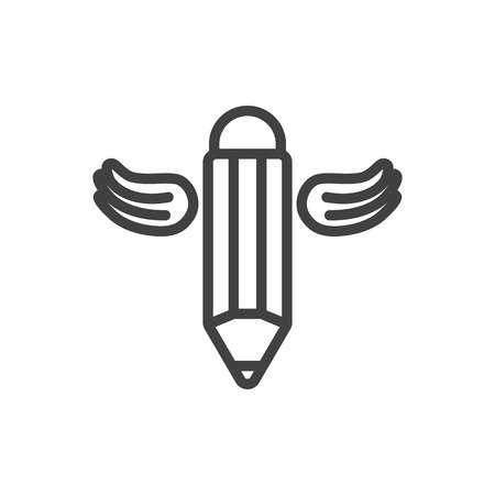 Isolated Wings Outline Symbol On Clean Background. Vector Writing Element In Trendy Style.のイラスト素材