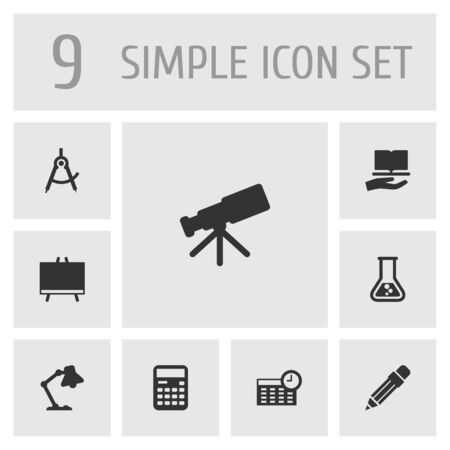 Set Of 9 School Icons Set.Collection Of Accounting, Geometry, Learning And Other Elements.のイラスト素材