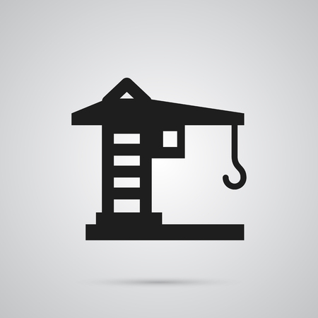 Isolated Tower Crane Icon Symbol On Clean Background. Vector Building Machinery Element In Trendy Style.のイラスト素材
