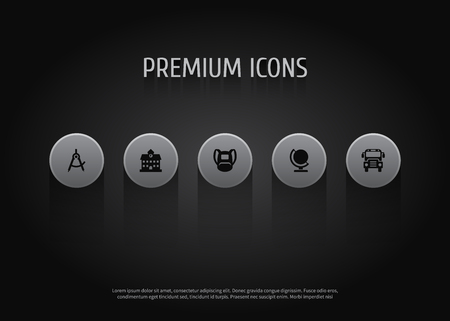 Set Of 5 Education Icons Set.Collection Of Geometry, University, Globe And Other Elements.のイラスト素材