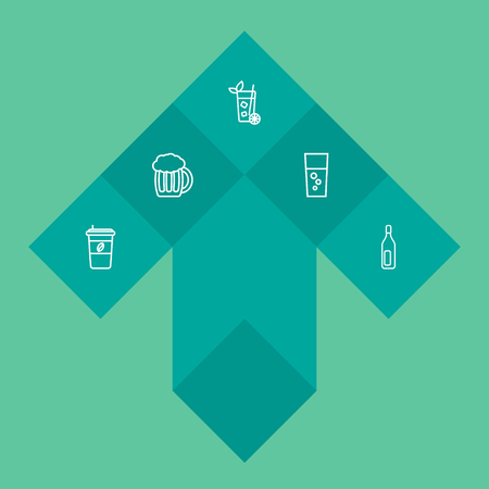 Set Of 5 Beverages Outline Icons Set.Collection Of Mojito, Fizzy Water, Beer And Other Elements.のイラスト素材