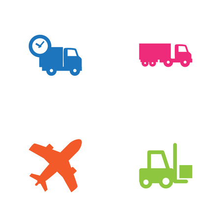 Set Of 4 Shipping Icons Set.Collection Of Transportation, Aircraft, Truck And Other Elements.のイラスト素材