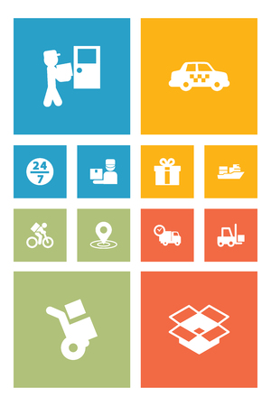 Set Of 12 Delivery Icons Set.Collection Of Gps, Service, Vessel And Other Elements.のイラスト素材