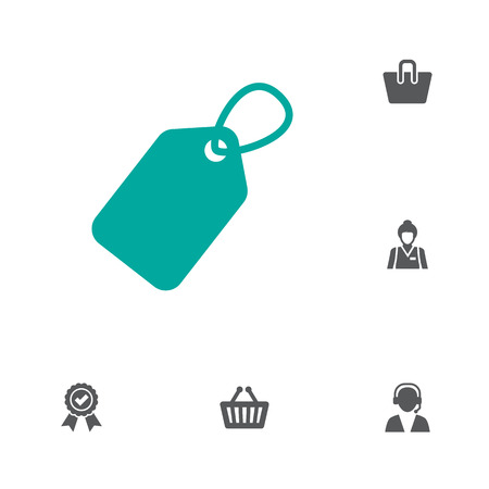 Set Of 6 Shopping Icons Set.Collection Of Label, Seller, Bag And Other Elements.のイラスト素材
