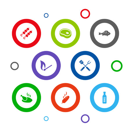Set Of 8 Picnic Icons Set.Collection Of Grilled, Barbecue, Kebab And Other Elements.のイラスト素材