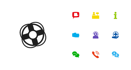 Set Of 10 Support Icons Set.Collection Of First-Aid  , Hand, Info Elements.のイラスト素材