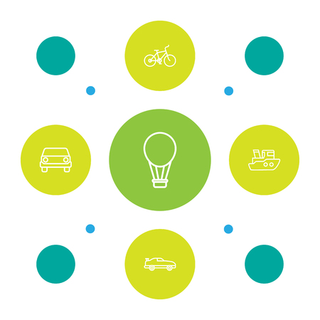Set of 5 traffic icons line style set. Collection of airship, cabriolet, car and other elements.のイラスト素材