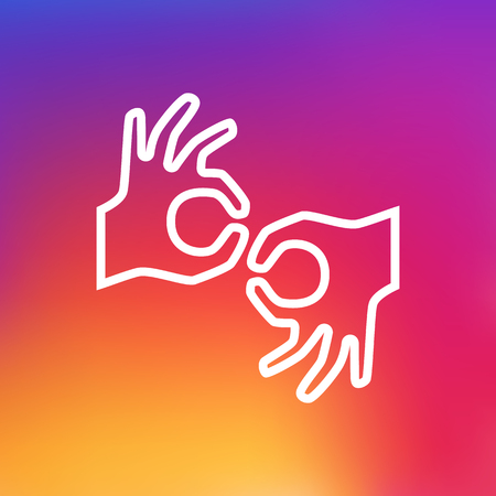 Isolated sign language icon line symbol on clean background.  gesture element in trendy style.の写真素材
