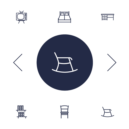 Set of 6 set icons line style set. Collection of rocking furniture, stool, worktop and other elements.のイラスト素材