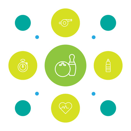 Set of 5 bodybuilding icons line style set. Collection of hartbeat, timer, kegling and other elements.のイラスト素材