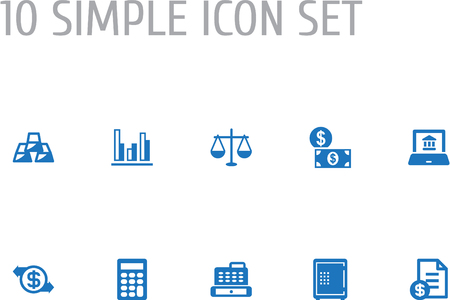 Set of 10 finance icons set. Collection of online banking, gold bars, safe and other elements.のイラスト素材