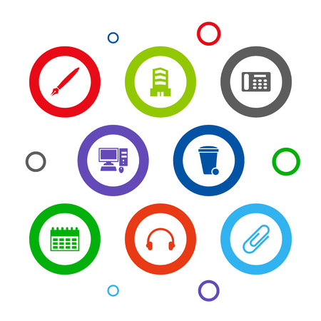 Set of 8 cabinet icons set. Collection of building, ink, contacts and other elements.のイラスト素材