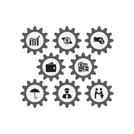 Set of 8 finance icons set. Collection of deal, insurance, banknote and other elements.のイラスト素材