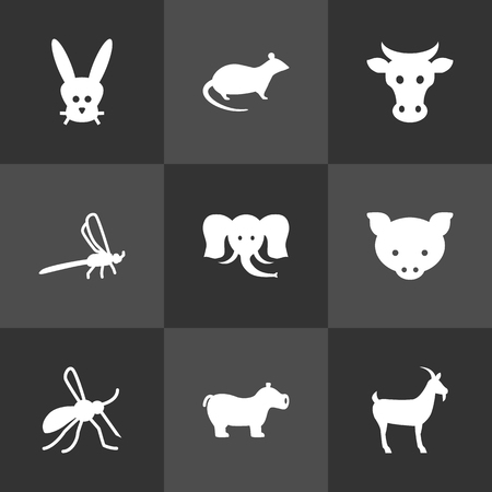 Set of 9 alive icons set. Collection of rabbit, mosquito, goat and other elements.のイラスト素材