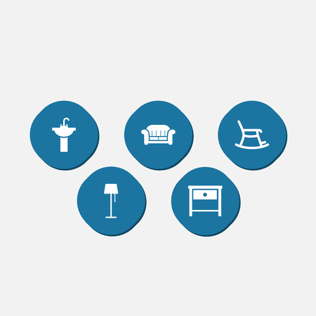 Set of 5 set icons set. Collection of nightstand, moving chair, sofa elements.のイラスト素材