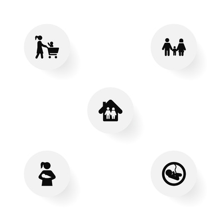 Set of 5 family icons set. Collection of family, mother, shopping and other elements.のイラスト素材