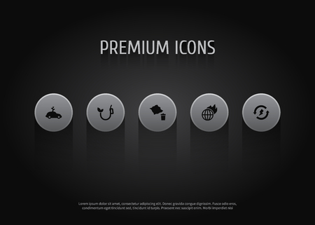 Set of 5 ecology icons set. Collection of dustbin, ecology, global warming and other elements.のイラスト素材