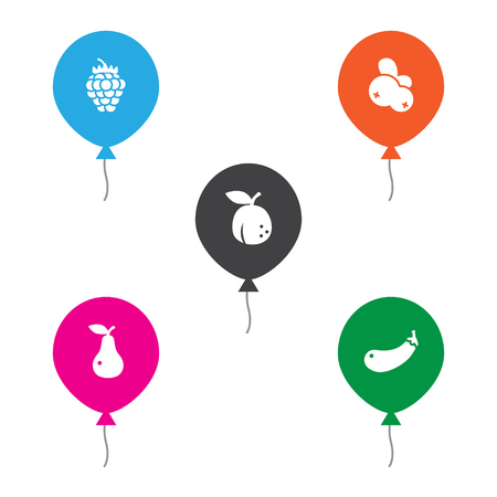 Set of 5 vitamin icons set. Collection of pear, apricot, cranberry and other elements.のイラスト素材