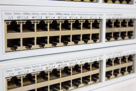 Close-up partially view of LAN network switch