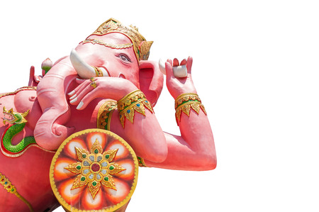 Beautiful Ganesh statue isolated on white background, Is highly respected by the people of Asia. clipping path and copy spaceの写真素材