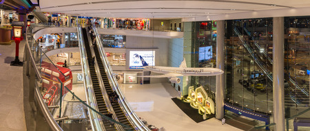 NAKHON RATCHASIMA, THAILAND-JANUARY 1, 2017: TERMINAL 21 is a new shopping mall in Korat with The...